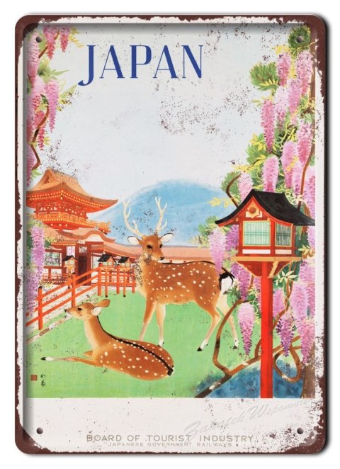 JAPONIA METALOWY SZYLD OBRAZEK VINTAGE RETRO #05723