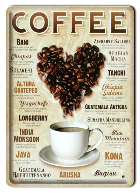 KAWA METALOWY SZYLD PLAKAT VINTAGE RETRO #00544