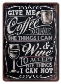 KAWA WINO METALOWY SZYLD PLAKAT RETRO #07159