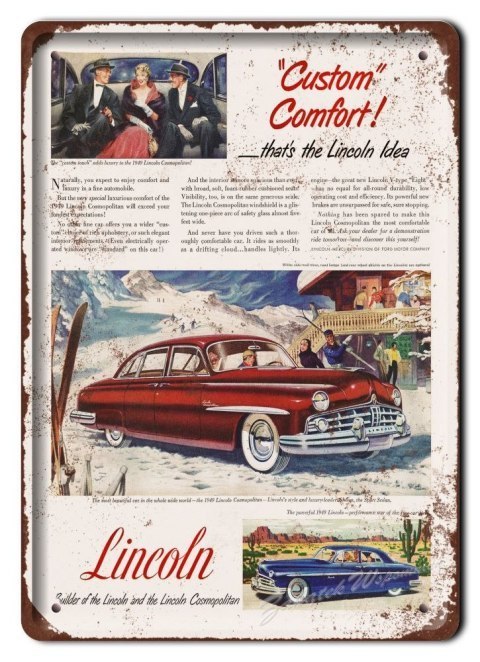 LINKOLN METALOWY SZYLD PLAKAT OBRAZEK RETRO #06185