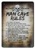 MAN CAVE RULES METALOWY SZYLD VINTAGE #09127