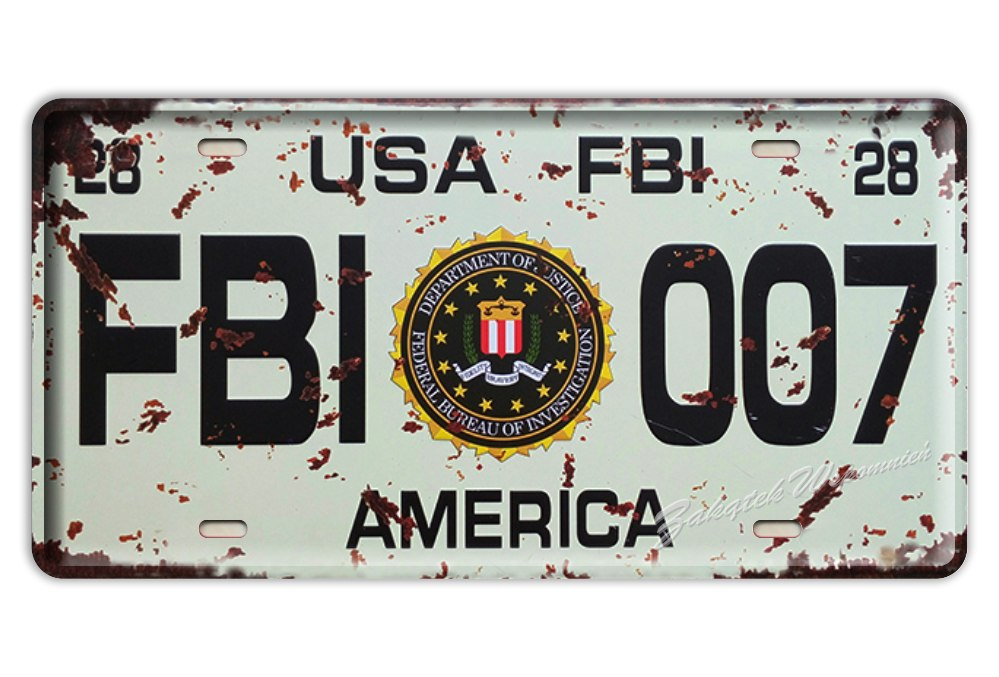 FBI USA METALOWA TABLICA REJESTR. VINTAGE #04731