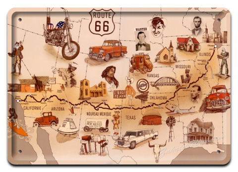 ROUTE 66 METALOWY SZYLD PLAKAT VINTAGE RETRO #03477