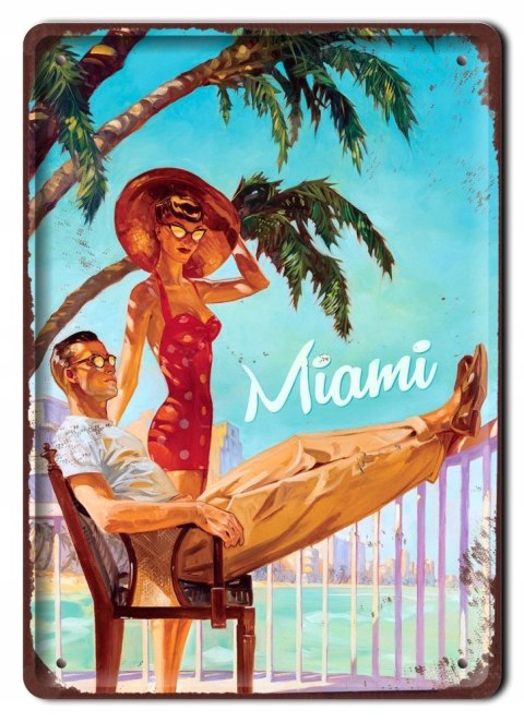 MIAMI METALOWY SZYLD PLAKAT VINTAGE RETRO #07719