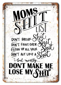MOMS SHIT METALOWY SZYLD PLAKAT VINTAGE RETRO #08376