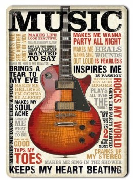 MUSIC GITARA METALOWY SZYLD PLAKAT RETRO #07925