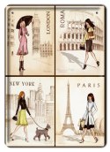 NEW YORK PARIS LONDON METALOWY PLAKAT SZYLD #01821