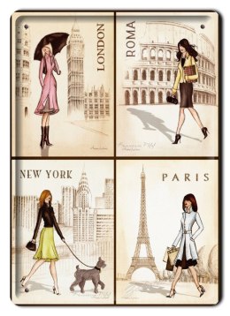 NEW YORK PARIS LONDON METALOWY PLAKAT SZYLD #01821