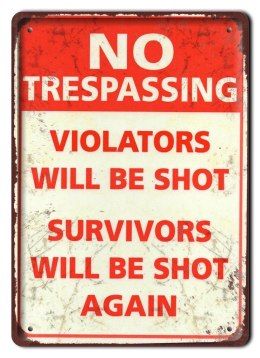 NO TRESPASING METALOWY SZYLD PLAKAT RETRO #08349