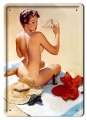 PANI NA PLAŻY METALOWY SZYLD PLAKAT RETRO #07526