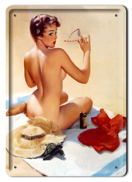 PANI NA PLAŻY METALOWY SZYLD PLAKAT RETRO #07526