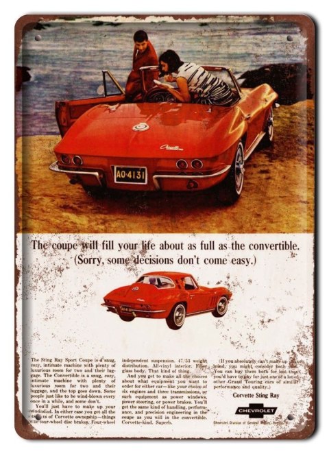 PLAKAT CORVETTE METALOWY SZYLD RETRO #05394
