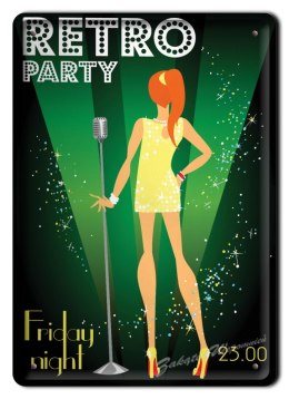 RETRO PARTY METALOWY SZYLD OBRAZEK RETRO #04703
