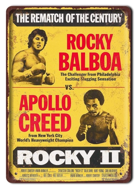ROCKY II METALOWY SZYLD PLAKAT VINTAGE RETRO #08421