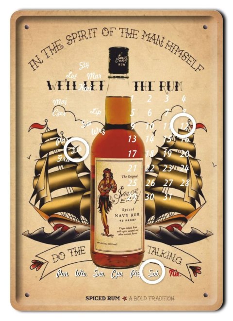 RUM KALENDARZ METALOWY SZYLD PLAKAT RETRO #06510