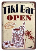 TIKI BAR OPEN METALOWY SZYLD PLAKAT RETRO #07623