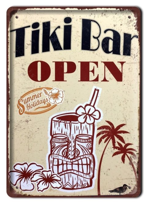 TIKI BAR OPEN METALOWY SZYLD PLAKAT RETRO #07623