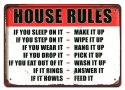 HOUSE RULES METALOWY SZYLD PLAKAT RETRO #08664