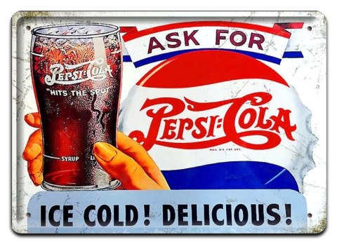 PEPSI COLA METALOWY SZYLD PLAKAT RETRO #08626