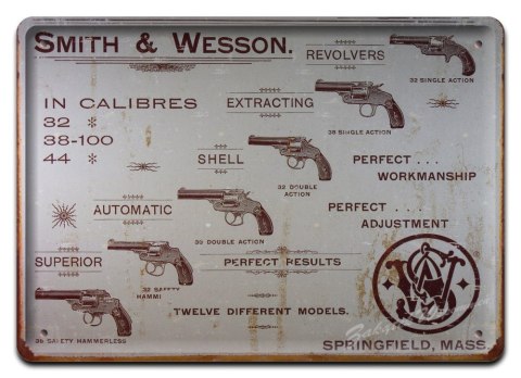 SMITH & WESSON METALOWY SZYLD PLAKAT RETRO #00129