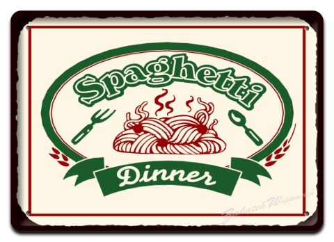 SPAGHETTI METALOWY SZYLD OBRAZEK VINTAGE #02333