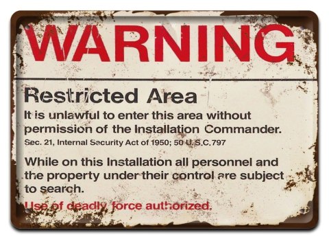 WARNING PLAKAT METALOWY SZYLD RETRO VINTAGE #10918