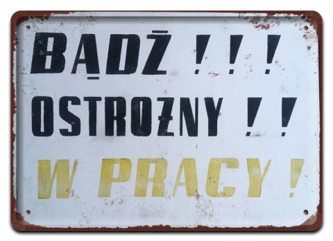 PRL, BHP PLAKAT METALOWY OBRAZEK #12999