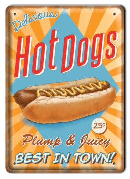 HOT DOGS METALOWY SZYLD PLAKAT RETRO #00443