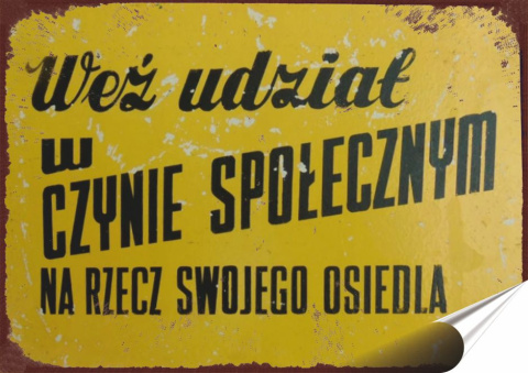 PRL Plakat Samoprzylepny, Plakietka, (motyw metalowego szyldu)#12625