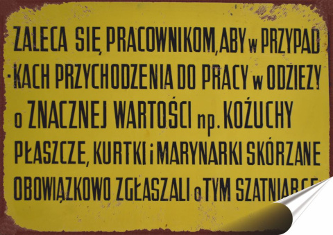 PRL Plakat Samoprzylepny Plakietka (motyw z metalowego szyldu)#15042