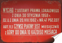 PRL Plakat Samoprzylepny Plakietka (motyw z metalowego szyldu)#15099