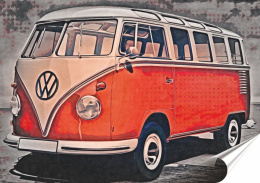 VW Bus Plakat-Folia Samoprzylepna (motyw metalowego szyldu)#13906