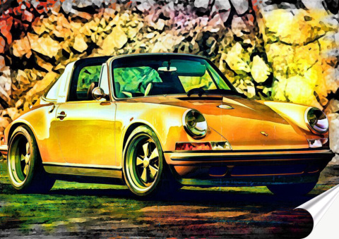 Porsche Plakat-Folia Samoprzylepna (motyw metalowego szyldu)#14008