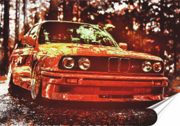 BMW Garaż Plakat-Folia Samoprzylepna (motyw metalowego szyldu)#13896