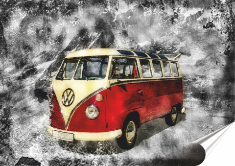 VW Bus Plakat Samoprzylepny-Folia (motyw metalowego szyldu)#14069