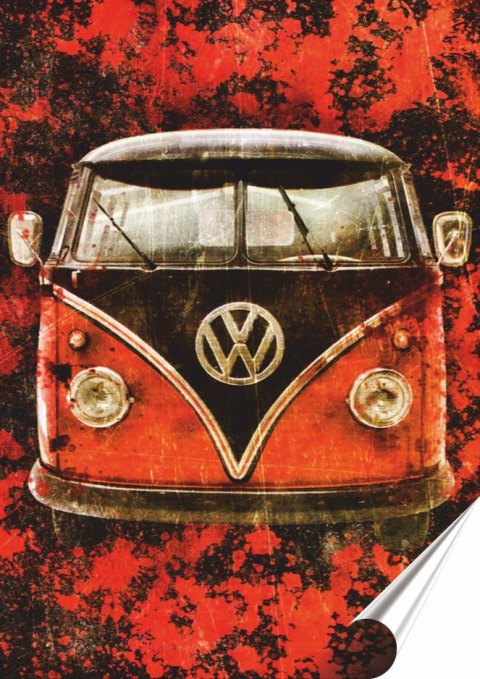 VW Bus Plakat Samoprzylepny-Folia (motyw metalowego szyldu)#14133
