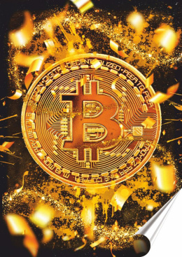Bitcoin Plakat Samoprzylepny-Folia (motyw metalowego szyldu)#14312