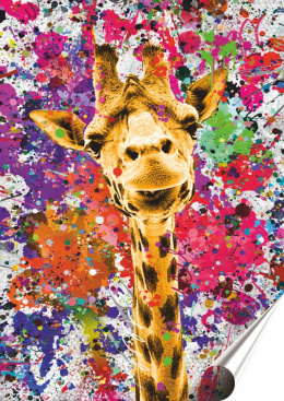 Żyrafa Plakat Samoprzylepny-Folia (motyw metalowego szyldu)#14395