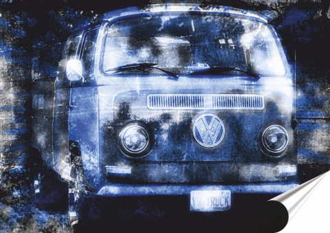 VW Bus Plakat Samoprzylepny-Folia (motyw metalowego szyldu)#14438