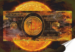 Bitcoin Plakat Samoprzylepny-Folia (motyw metalowego szyldu)#14659