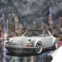 Porsche Plakat Samoprzylepny-Folia (motyw metalowego szyldu)#14666
