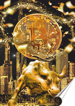 Bitcoin Plakat Samoprzylepny-Folia (motyw metalowego szyldu)#14677