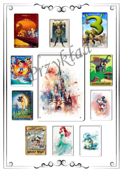 Disney Metalowy Plakat Bajkowy Pokój Dziecka Ściana Obrazek Plakietka#18408