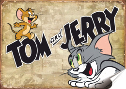 Tom i Jerry Plakat Samoprzylepny Plakietka(motyw metalowego szyldu)#00105