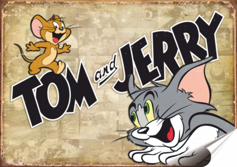 Tom i Jerry Plakat Samoprzylepny Plakietka(motyw metalowego szyldu)#00105