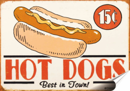 Hod Dogs Plakat Samoprzylepny Plakietka(motyw metalowego szyldu)#00115