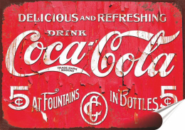 Coca Cola Plakat Samoprzylepny Plakietka(motyw metalowego szyldu)#08102