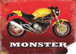 Monster Plakat Samoprzylepny Plakietka(motyw metalowego szyldu)#00123