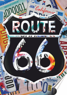 Route 66 Plakat Samoprzylepny Plakietka(motyw metalowego szyldu)#00130