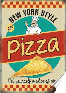 Pizza Plakat Samoprzylepny Plakietka(motyw metalowego szyldu)#00154